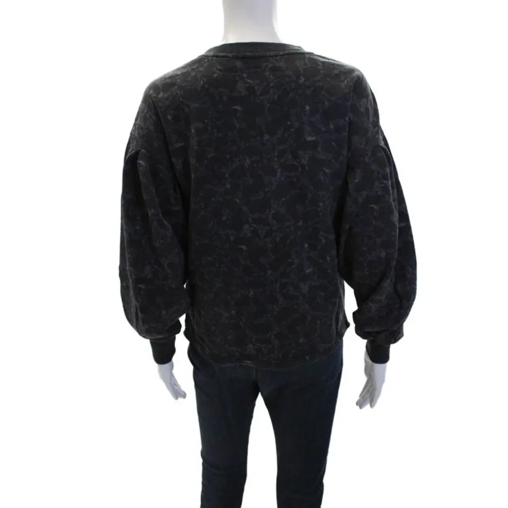 Z Supply Womens Cotton Long Sleeve Round Neck Printed Sweater Gray Size XS